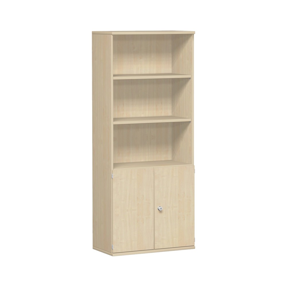 Armario modular profesional con puertas de madera, 5 OH, arce