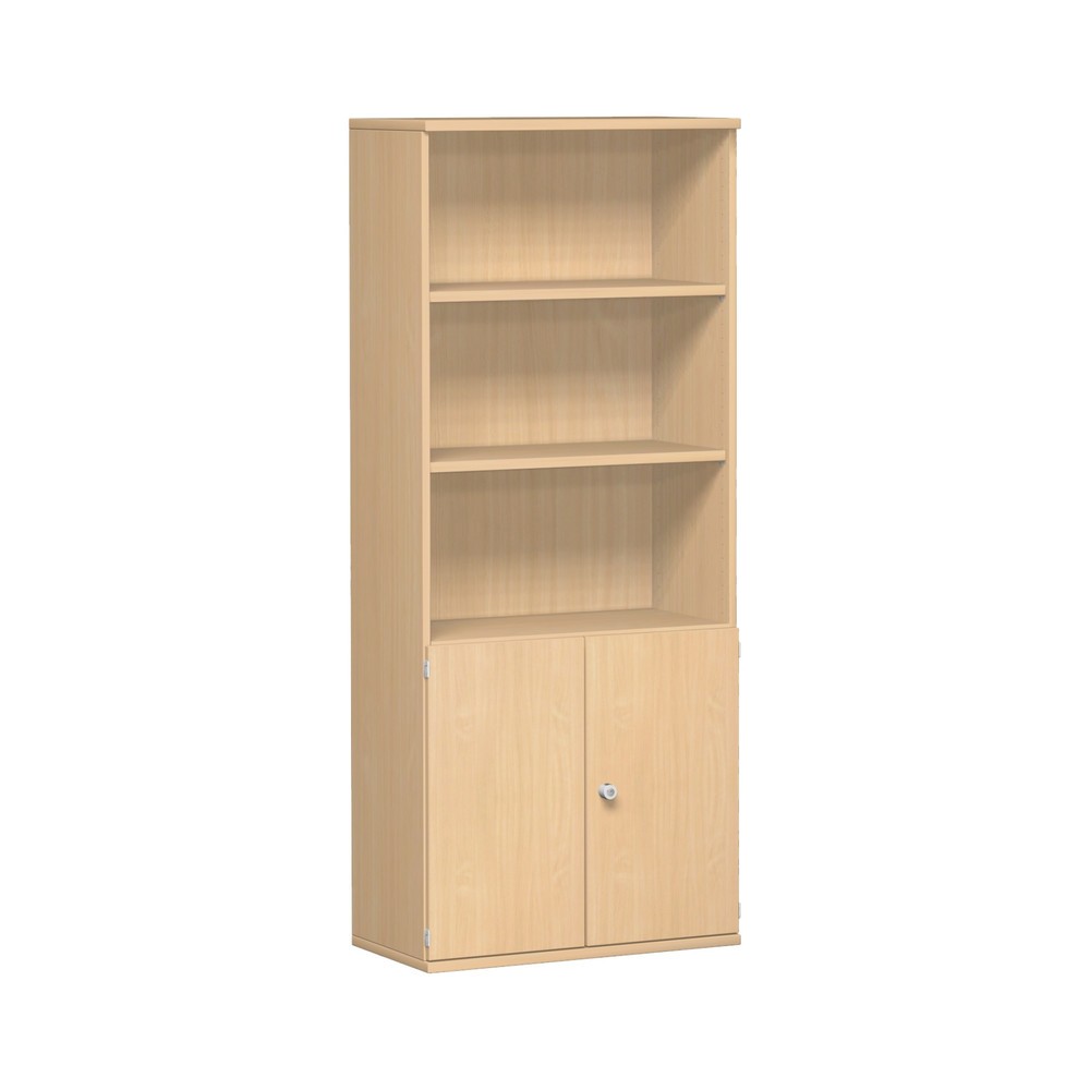 Armario modular profesional con puertas de madera, 5 OH, haya