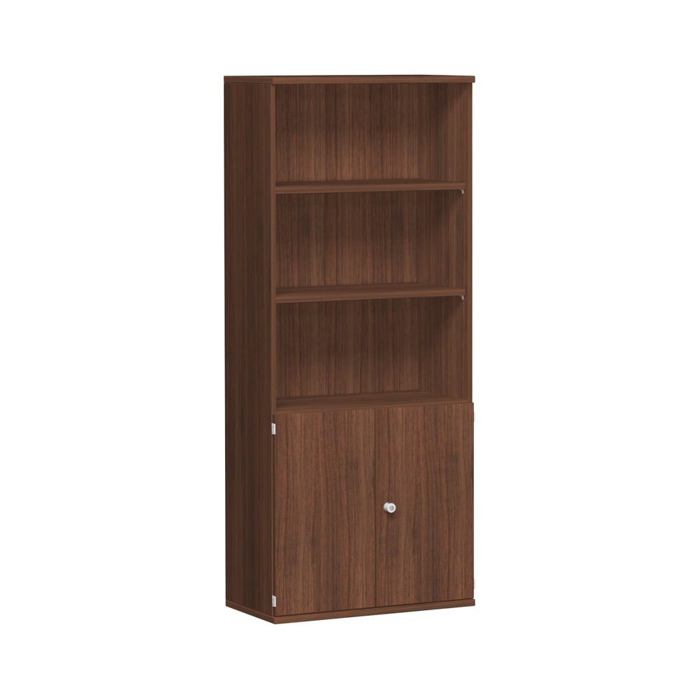 Armario modular profesional con puertas de madera, 5 OH, nogal