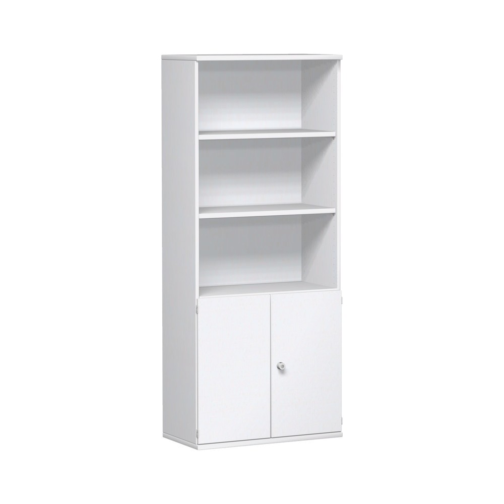 Armario modular profesional con puertas de madera, 5 OH, blanco