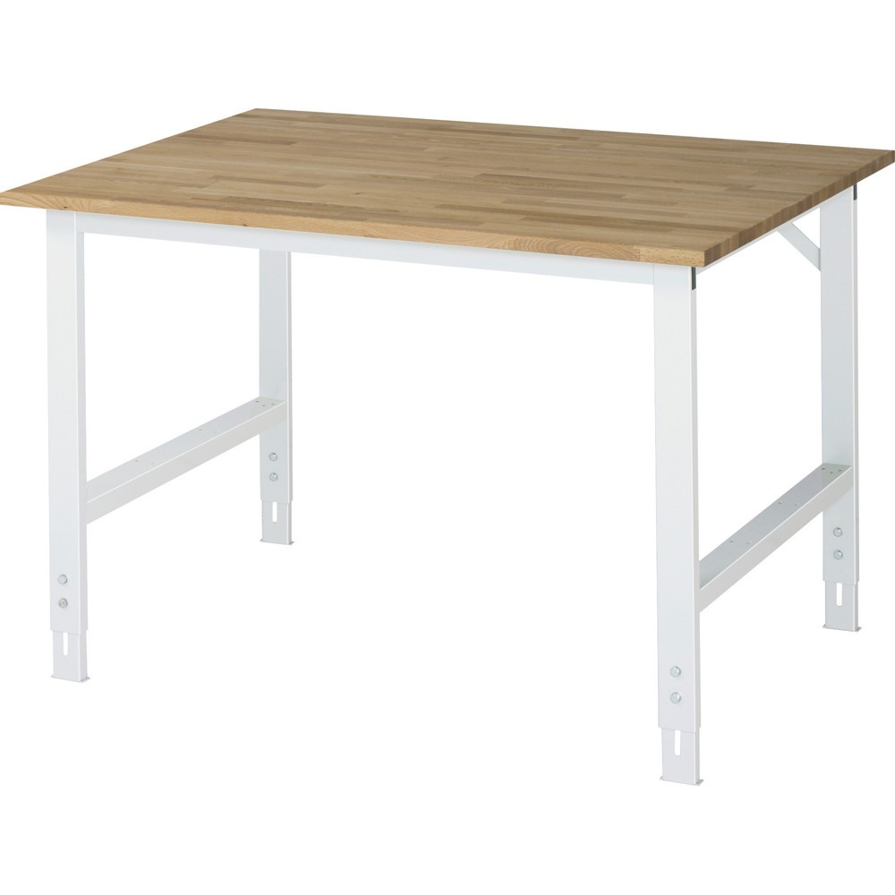 Número de imagen del producto 1: Mesa de trabajo RAU ajustable en altura, serie TOM, H x A x F 760-1.080 x 1.250 x 1.000 mm, tablero de trabajo de haya maciza