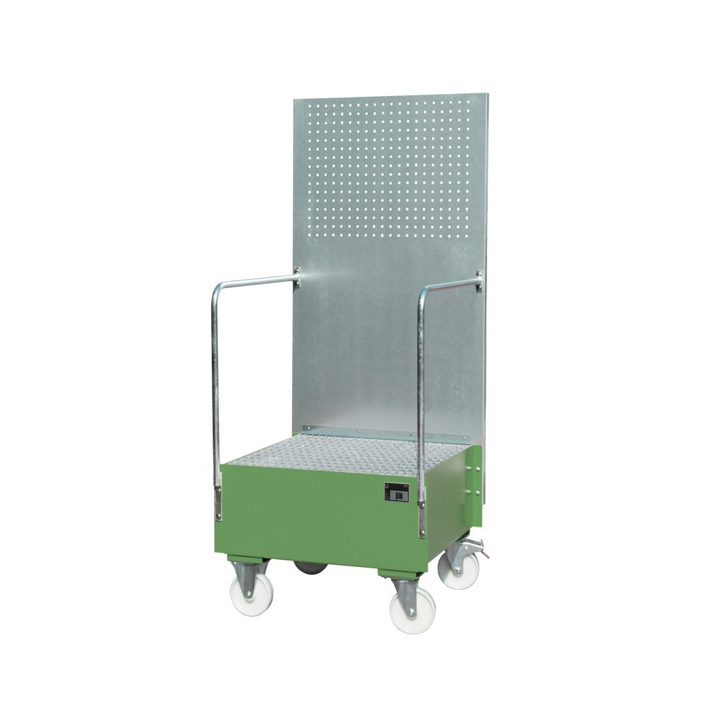 Bauer® Lavabo con chapa perforada, 1x 200 litros, alto H x An x F 2,110 x 890 x 870 mm, verde reseda