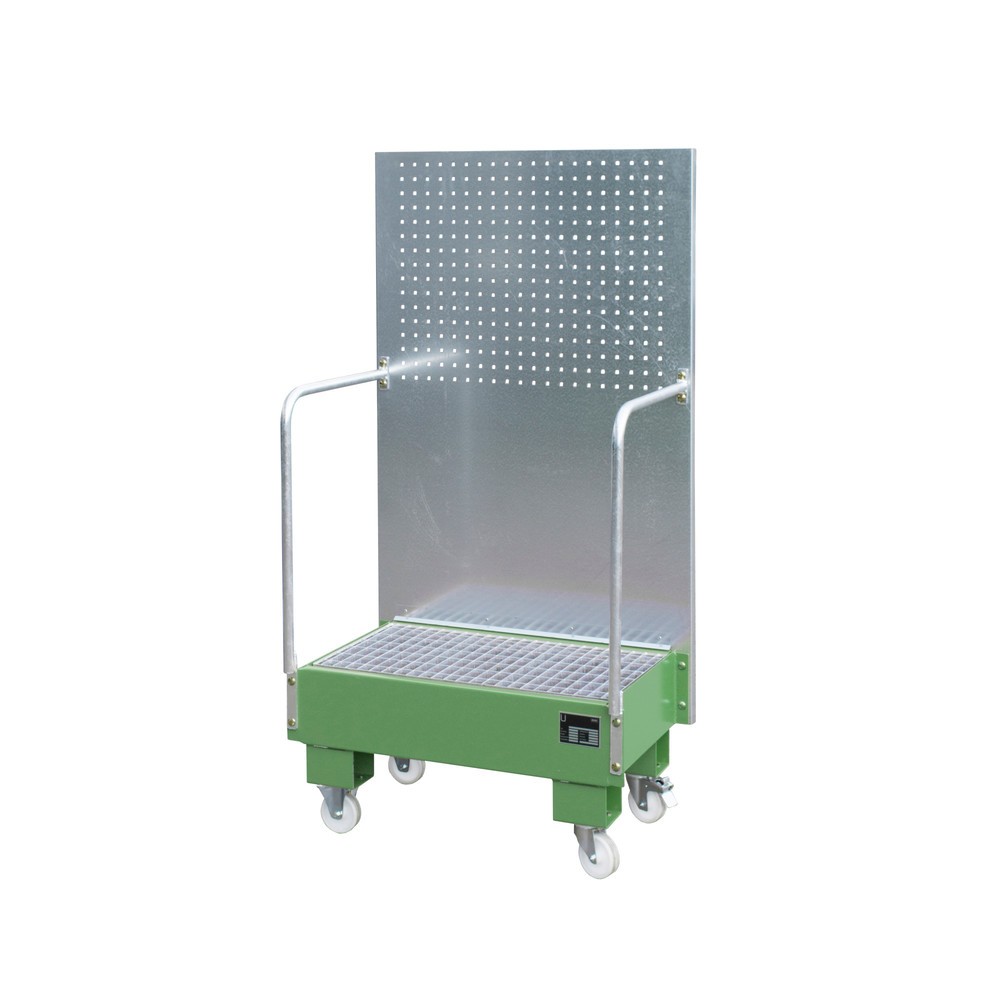 Bauer® Lavabo con chapa perforada, 2x 60 litros, alto H x An x F 1,685 x 890 x 570 mm, verde reseda