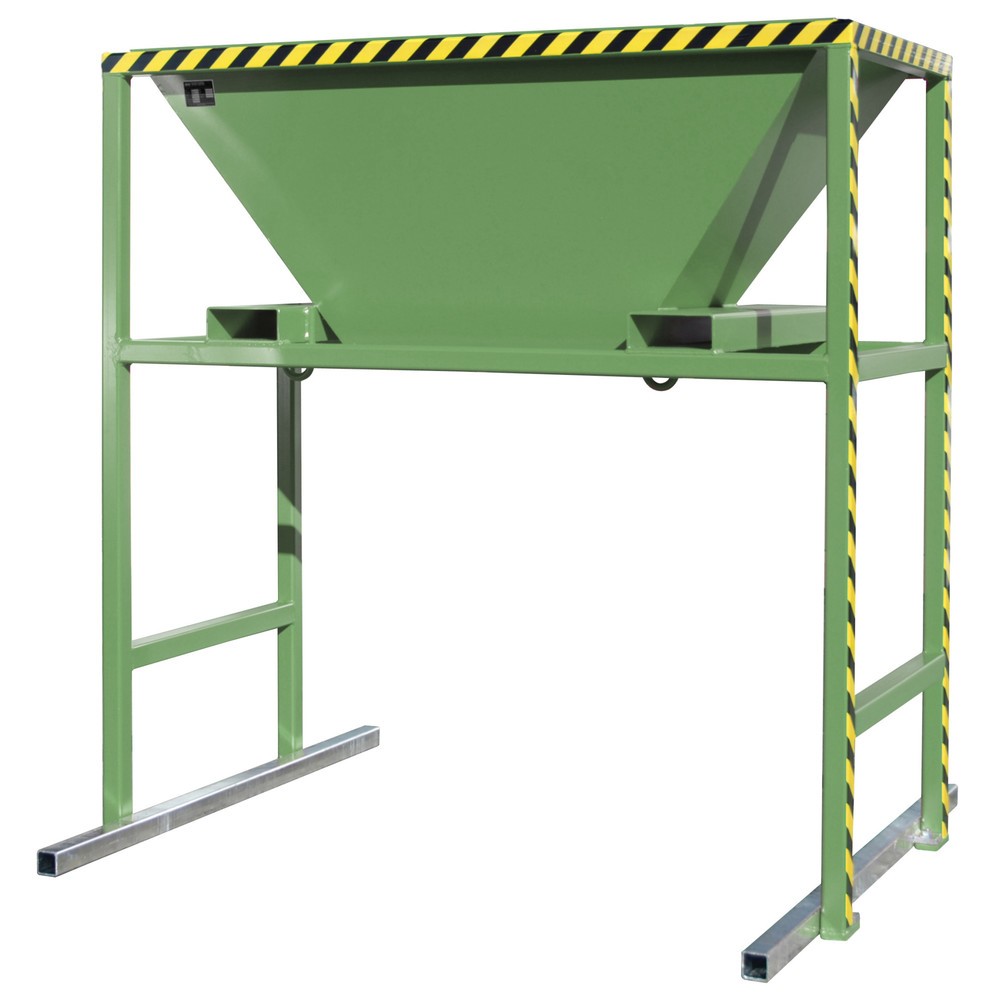 Bauer® Tolva de llenado para bolsas de transporte BIG BAG, Al x An x F 2.050 x 1.980 x 1.700 mm, RAL 6011 verde reseda