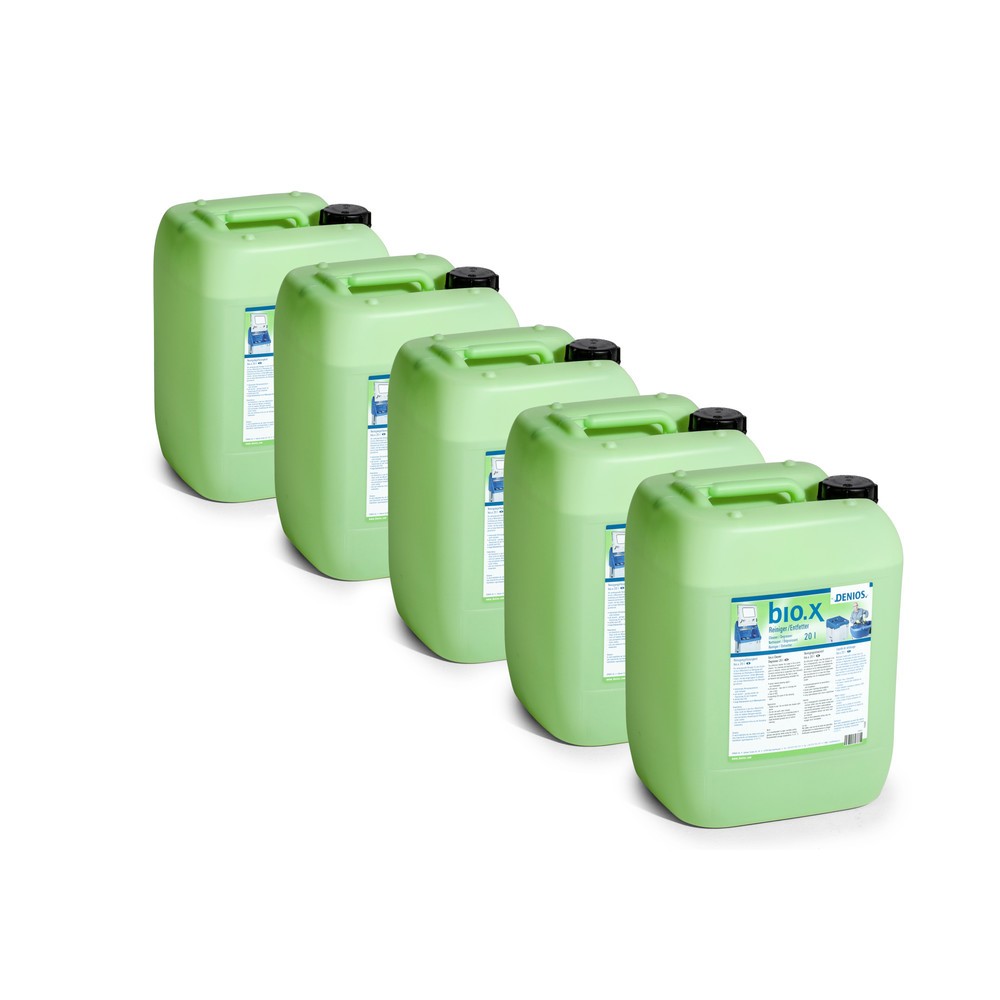 detergente bio.x, primer kit de llenado, bidón de 5 x 20 litros