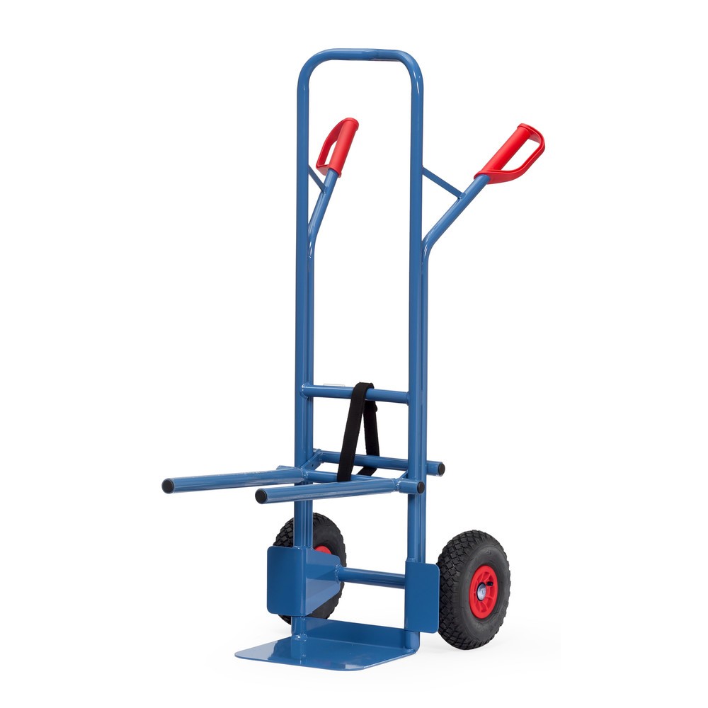 fetra® Carro para silla de acero, capacidad de carga 300 kg, pala a 320 An x F 250 mm, neumáticos de aire