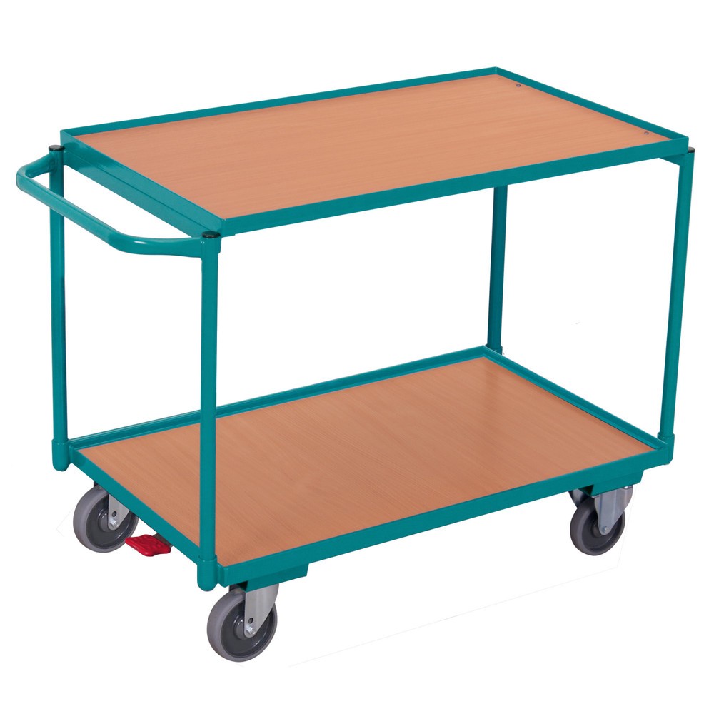 Carro con tablero Ameise®, manillar vertical, 2 pisos de 850 x 500 mm, CC 250 kg