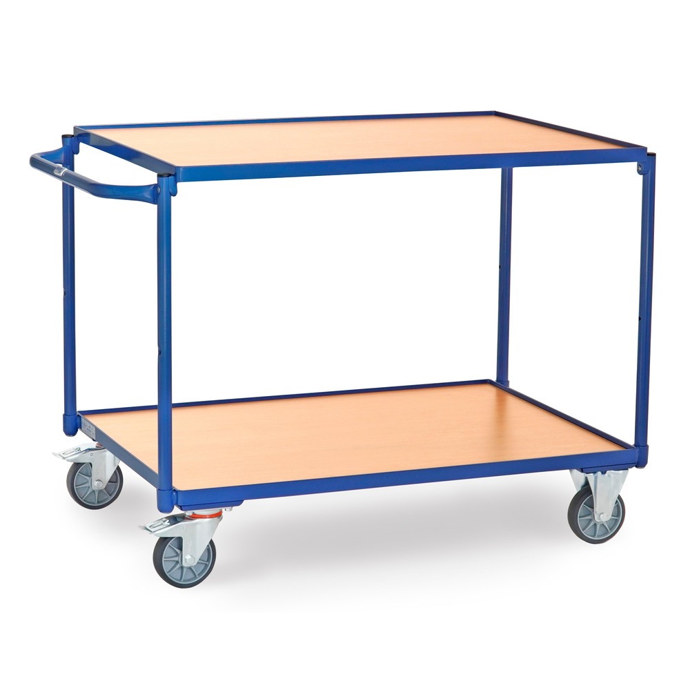 Carrito de mesa fetra®, capacidad de carga 300 kg, 2 niveles de 1.000 x 700 mm, manillar horizontal