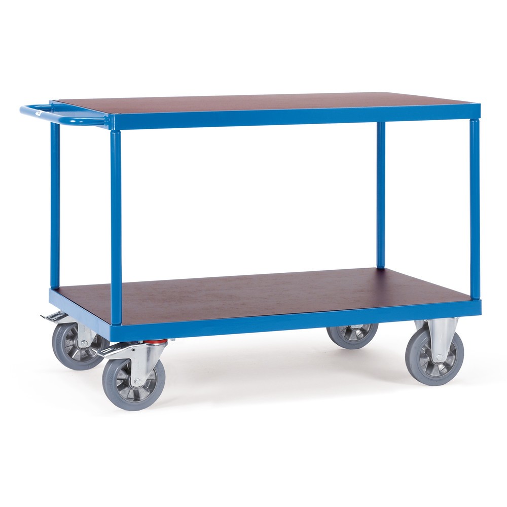 carro|plataforma de mesa de servicio pesado fetra®, capacidad de carga 1.200 kg, 2 niveles de 1.600 x 800 mm