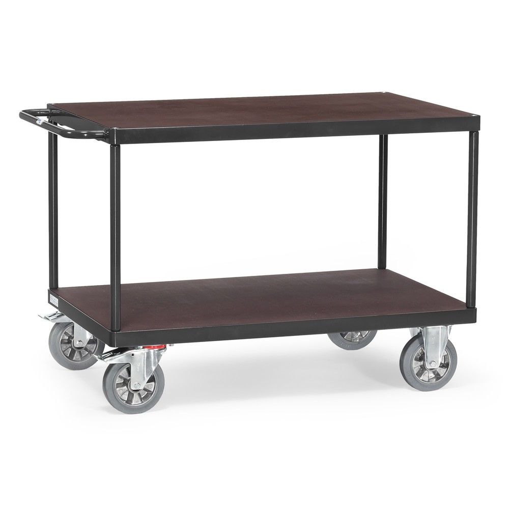 carro|plataforma de mesa pesado fetra®, capacidad de carga 1.200 kg, 2 niveles de 1.000 x 700 mm, gris antracita