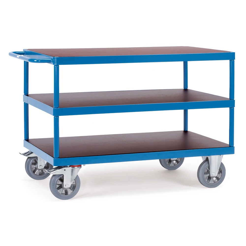 carro|plataforma de mesa de servicio pesado fetra®, capacidad de carga 1.200 kg, 3 niveles de 1.200 x 800 mm