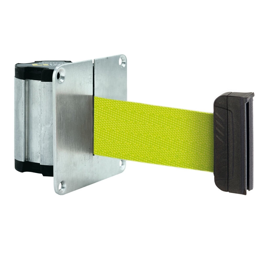 Cinta de pared para acordonar M con pieza terminal magnética, longitud 2,3 m, amarillo neón