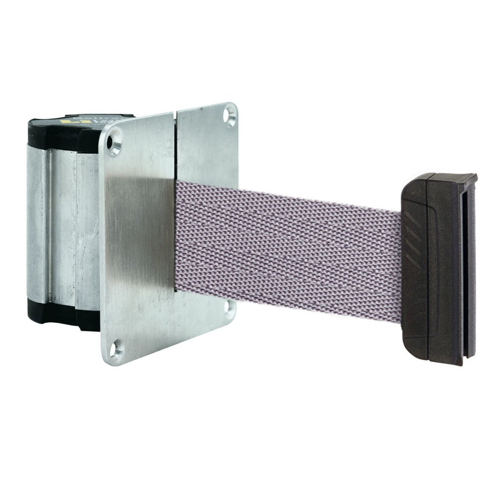 Cinta de pared para acordonar L con pieza terminal magnética, longitud 3,7 m, plata