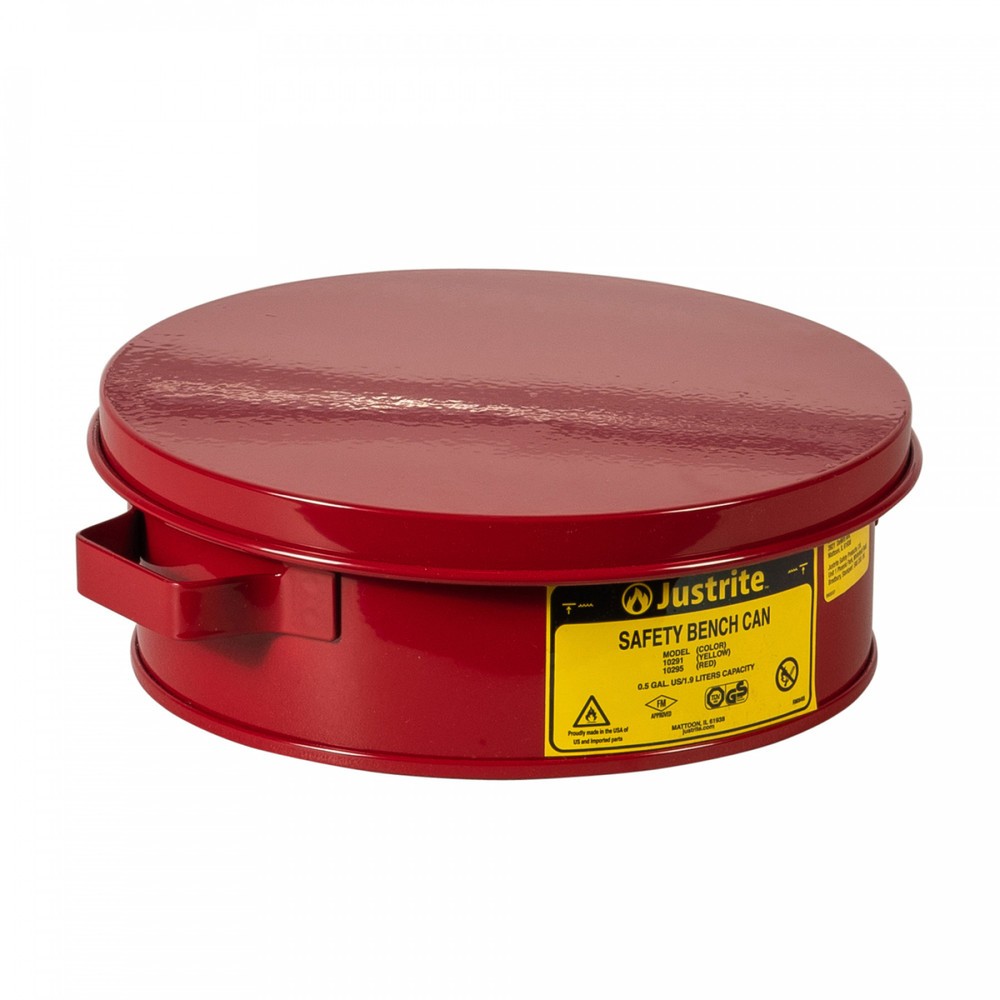 Justrite - Recipiente para agua con tapa abatible (2 L), color rojo