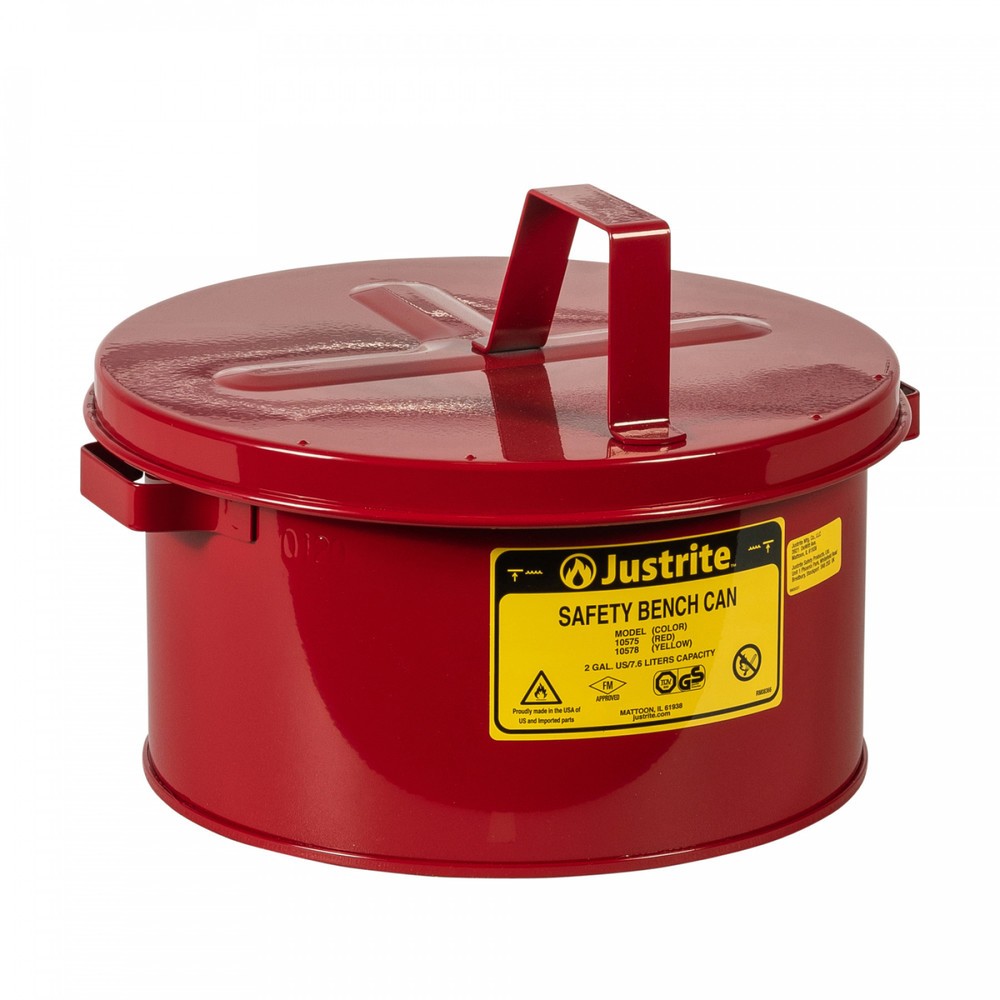 Justrite - Recipiente para agua (8 L, tapa abatible), color rojo