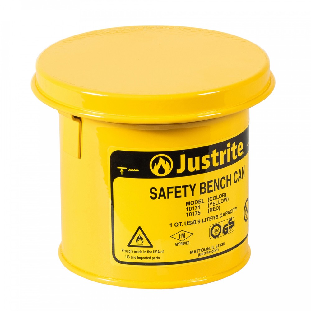 Justrite dration - Recipiente con tapa abatible, color amarillo, 1 litro