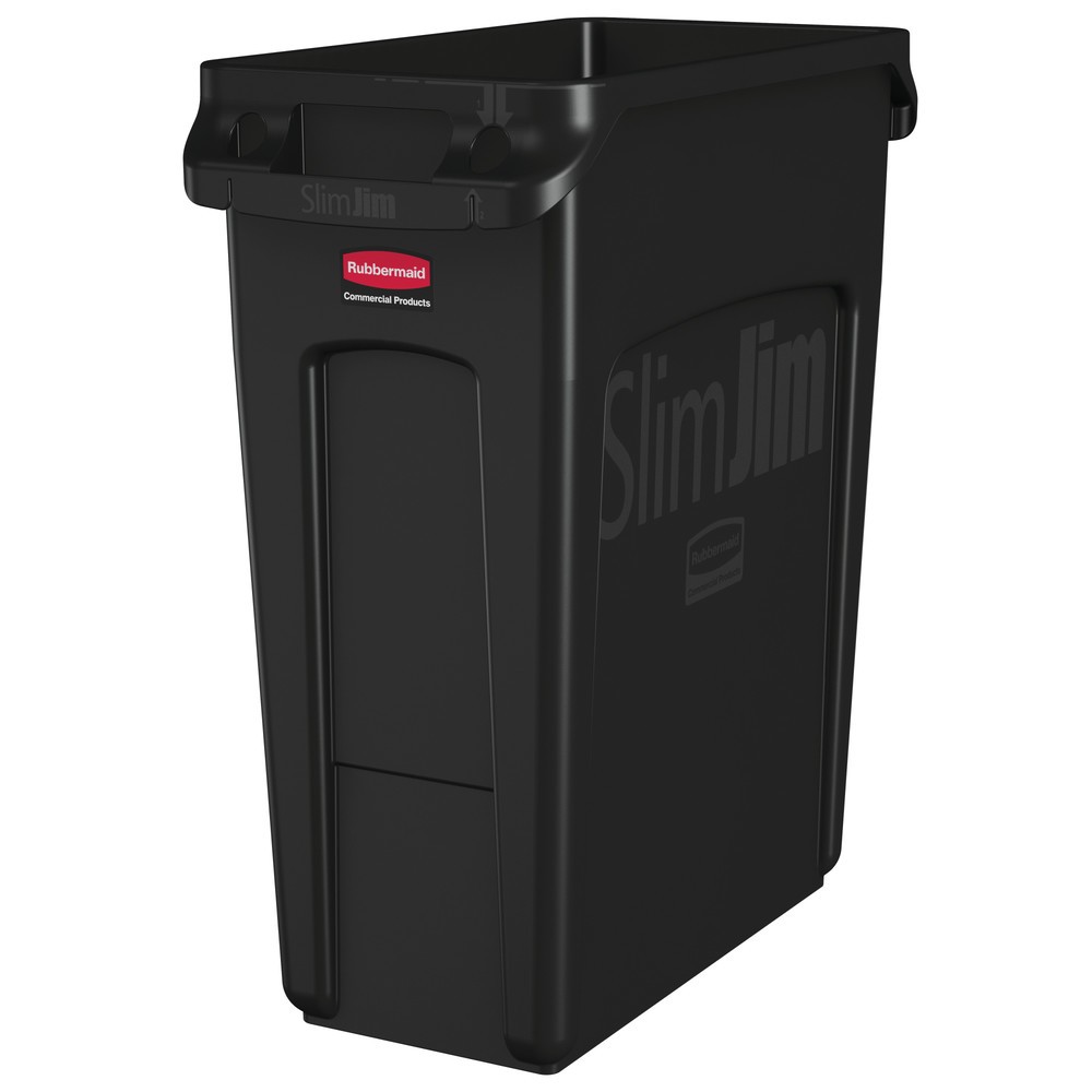 Contenedor de reciclaje Rubbermaid Slim Jim® con canales de ventilación, 60 l, negro