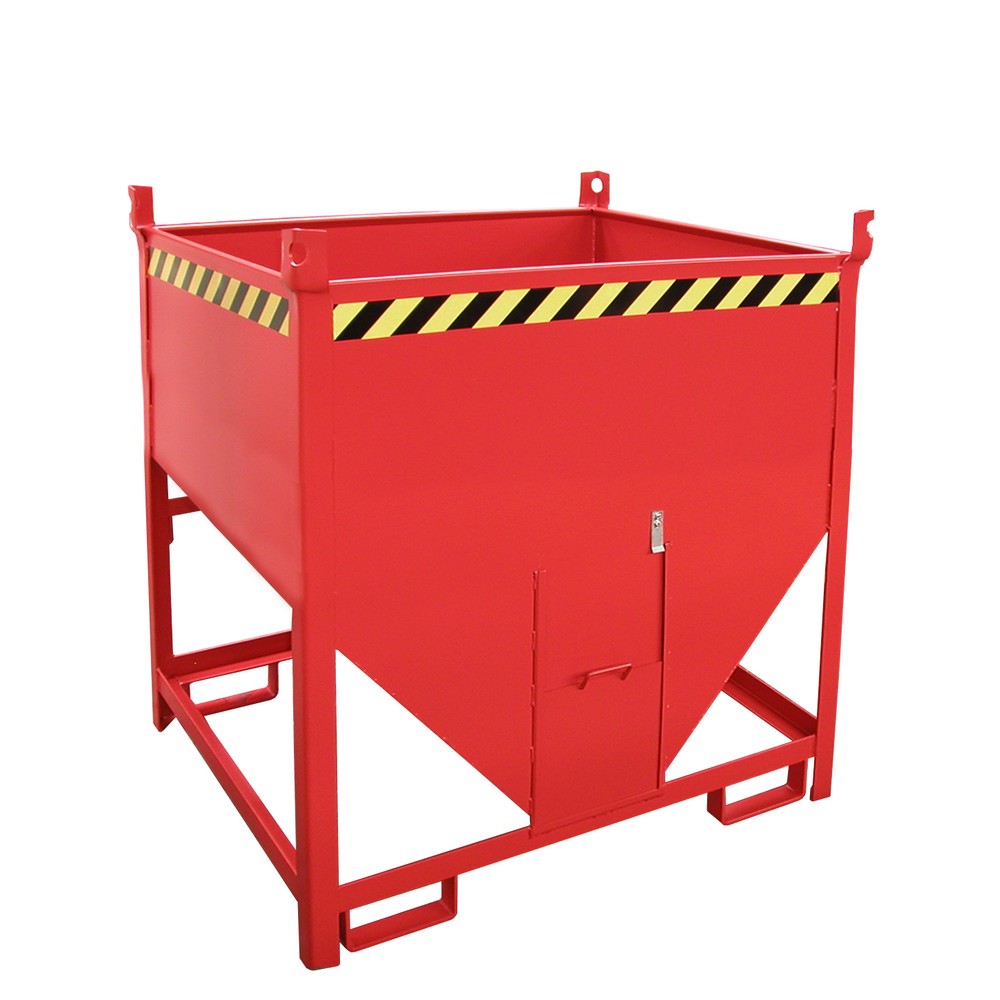 Bauer® Contenedor silo con cierre corredizo, pintado, volumen 0,75 m³, RAL 3000 rojo fuego