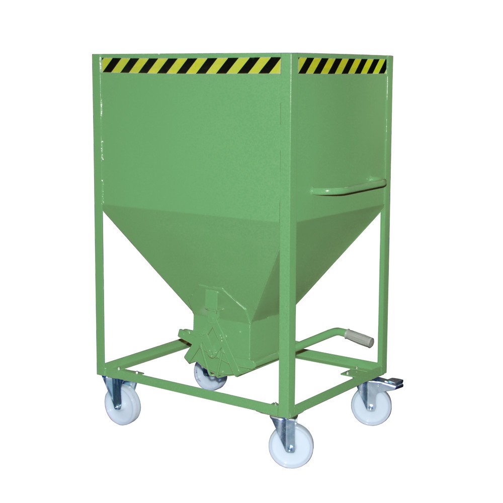 Bauer® contenedor silo, con cierre de tijera y ruedas, pintado, volumen 0,6 m³, RAL 6011 verde reseda