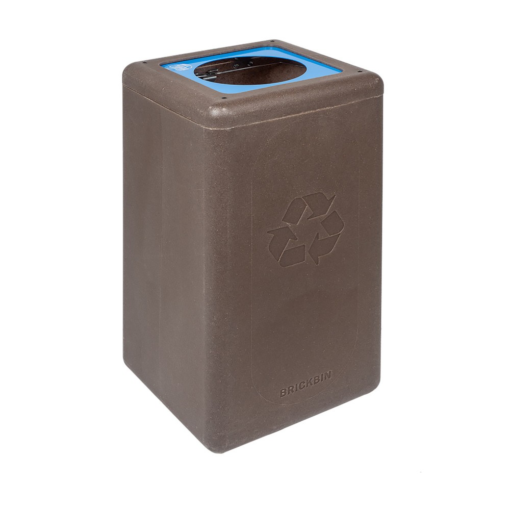 Cubo de residuos BRICKBIN para papeles de plástico reciclado y posos de café, 65 litros, marrón/azul