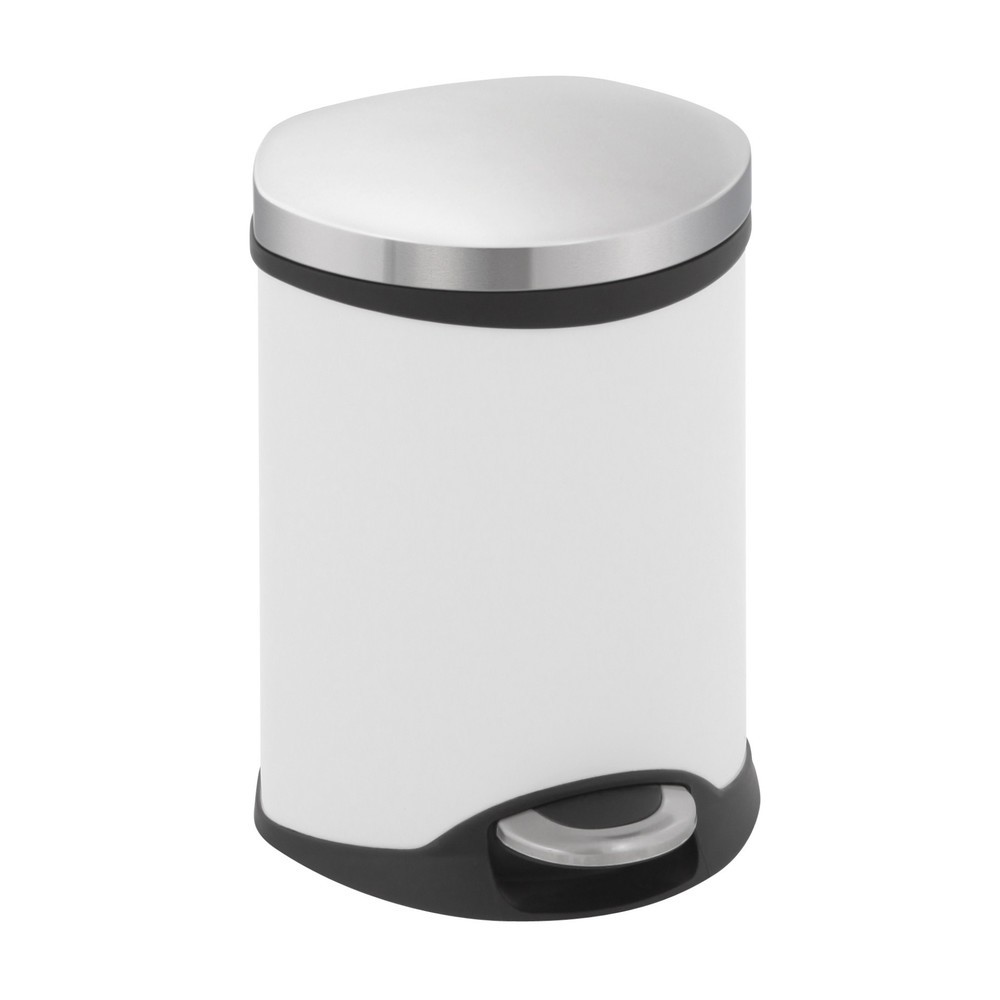 Cubo de residuos EKO Shell Bin con pedal, 6 litros, de acero, blanco