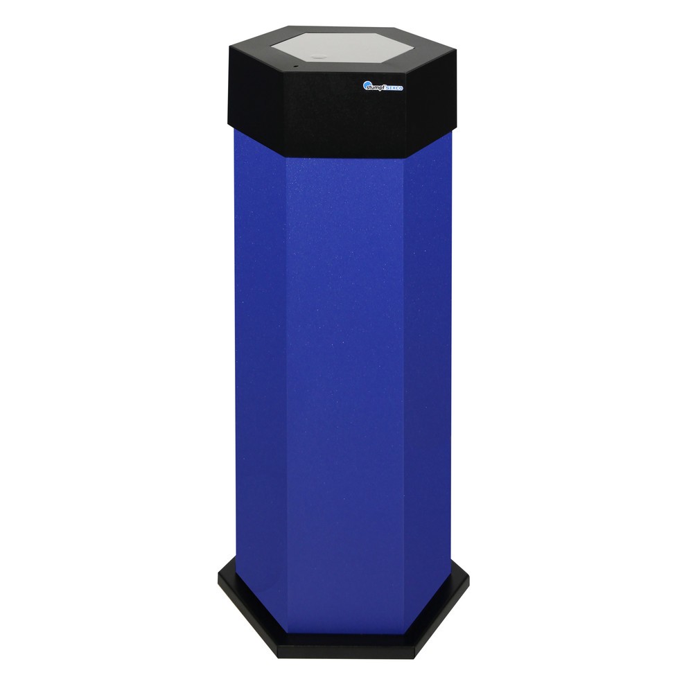 Cubo de residuos stumpf® Sixco 1 touchless azul ultramarino metalizado con cargador