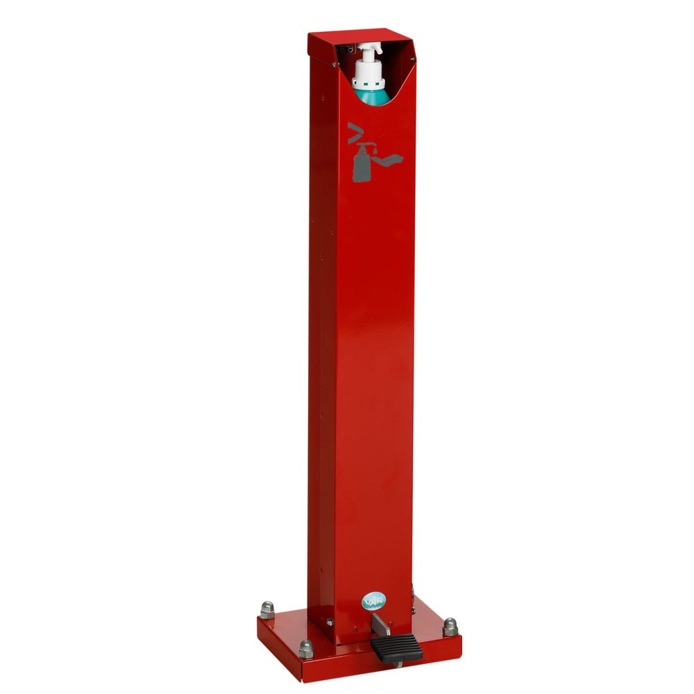 Dispensador de desinfectante de manos HDS 85 de VAR ®, montaje en suelo, con dispensador y pedal, rojo