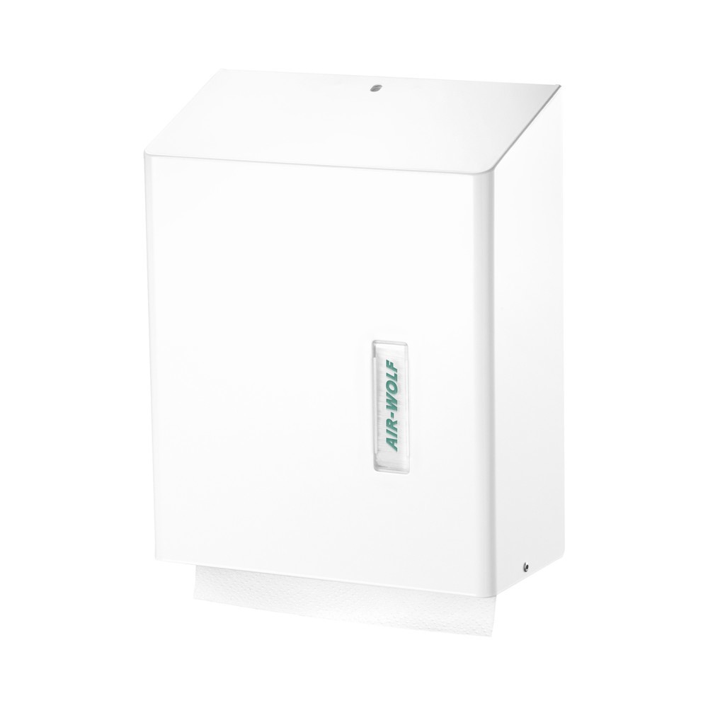 Dispensador de toallas de papel Air-Wolf para papel plegado entrelazado, unas 500 unidades, serie Omega blanco