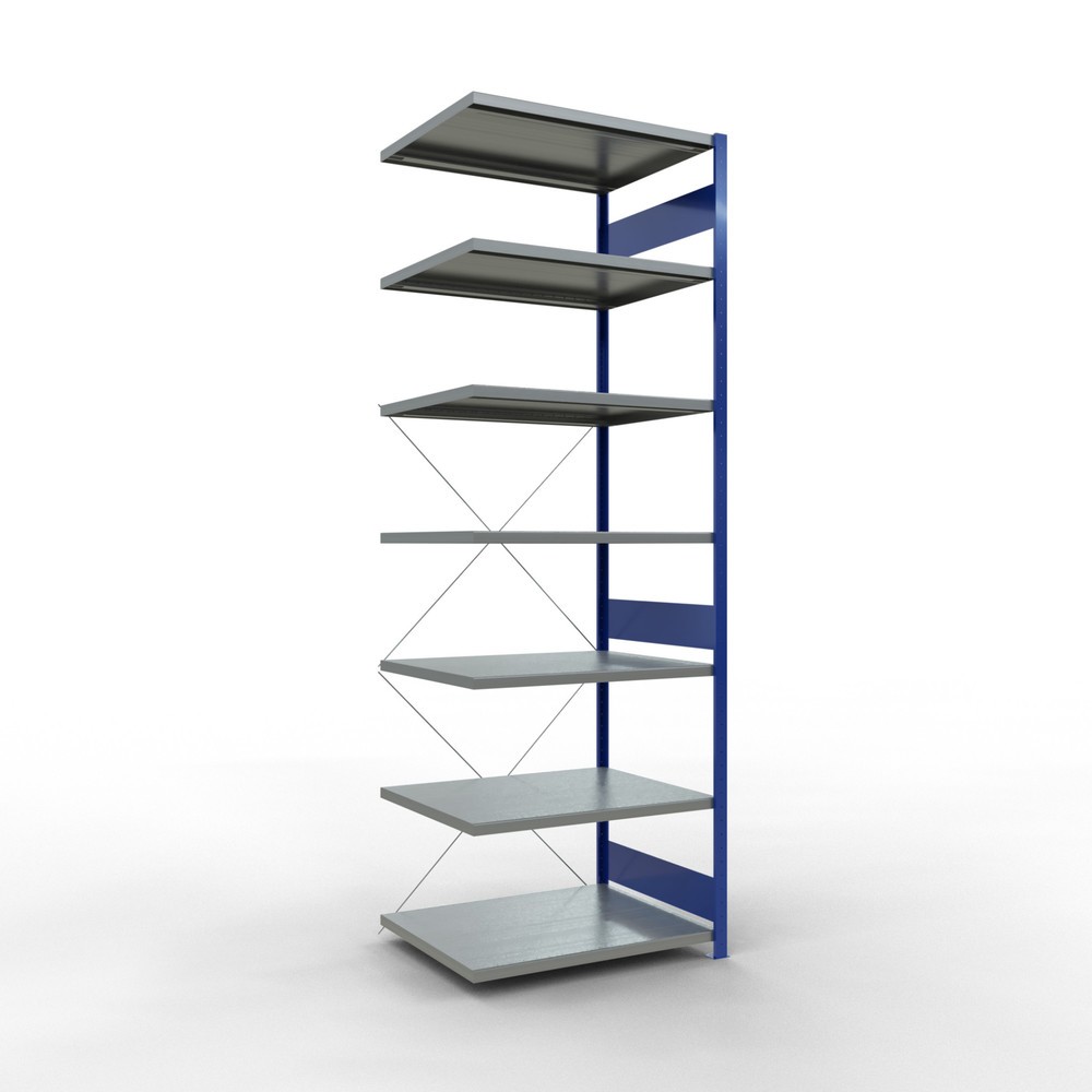 Imagen del producto: Estantería de cargas pequeñas SCHULTE con sistema de montaje encajado, módulo adicional, carga por estante de 330 kg, azul genciana/ galvanizada, Al x An x F 3.000 x 1.000 x 800 mm