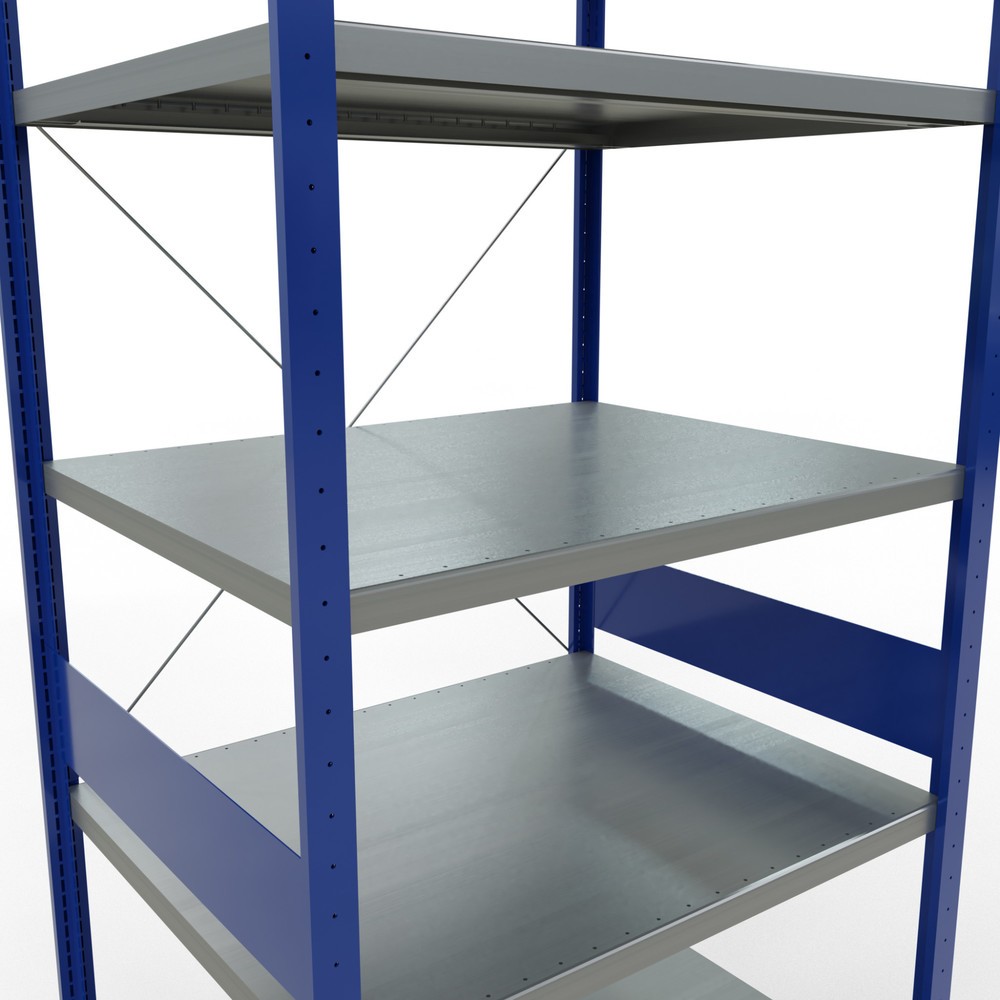 Número de imagen del producto 5: Estantería de cargas pequeñas SCHULTE con sistema de montaje encajado, módulo inicial, carga por estante de 330 kg, azul genciana/ galvanizada, Al x An x F 3.000 x 1.000 x 800 mm