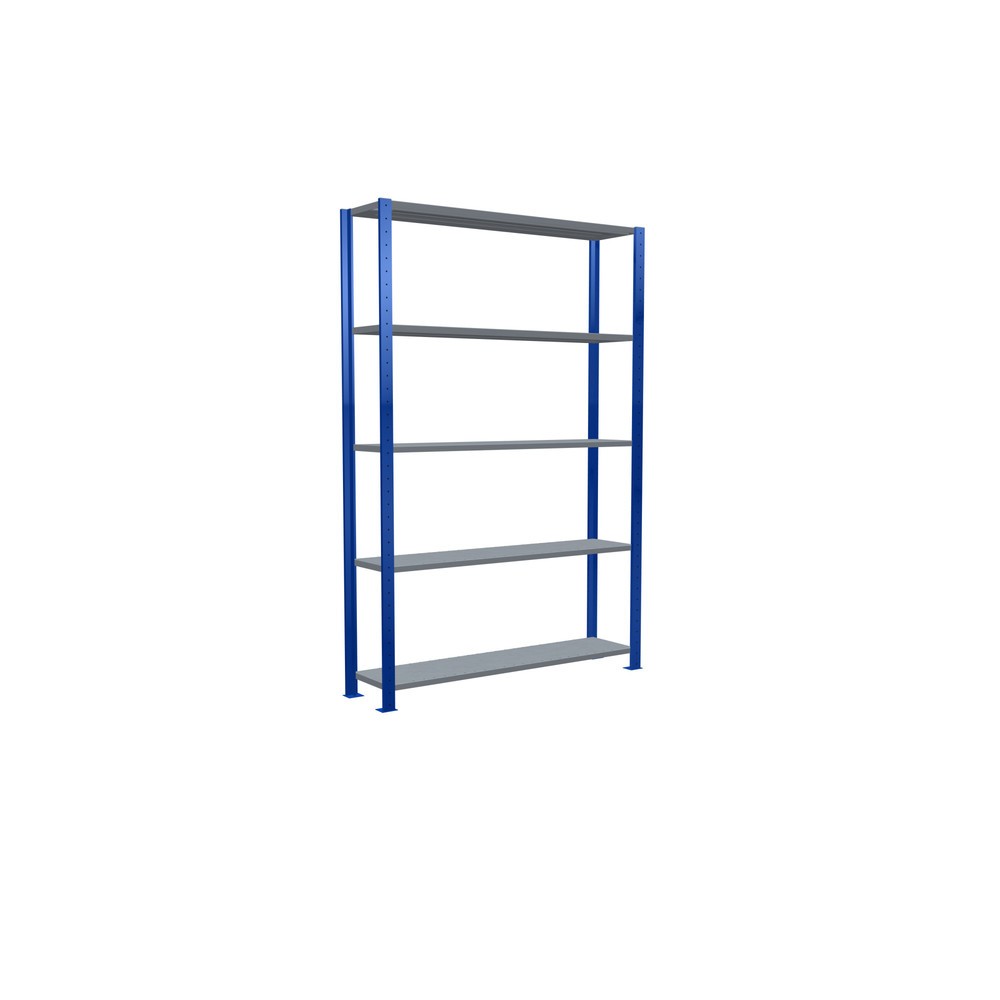 Número de imagen del producto 5: estantería de cargas pequeñas SCHULTE sistema de encajado|sistema de ensamblajes, módulo inicial, carga por estante 150 kg, Genciana Azul/Galvanizado, H x An x F 2.000 x 1.300 x 300 mm