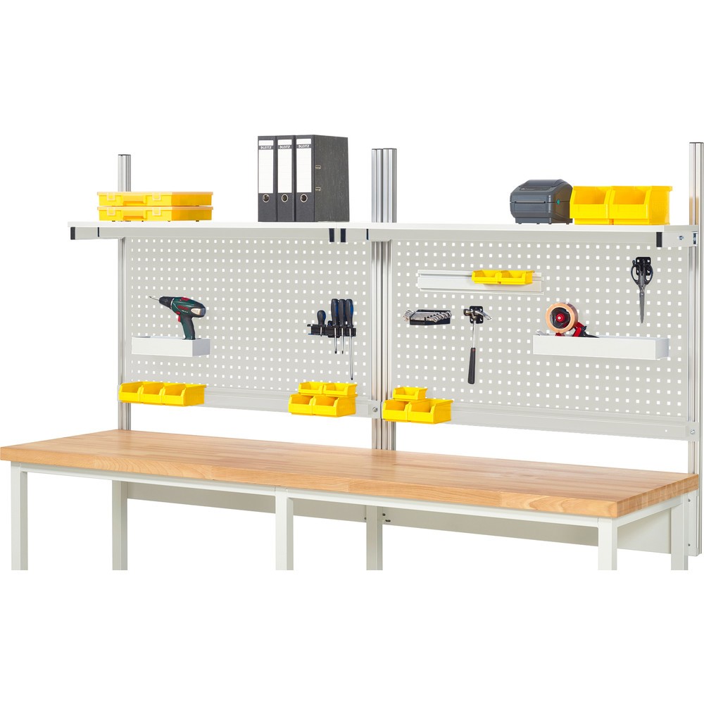 Imagen del producto: Estructura sistema RAU, H x A x F 1.130 x 2.500 x 350 mm, con 2 estantes, tablero con revestimiento de melamina y 2 guía de soporte, kit completo 01 para anchura de productos 2.500 mm