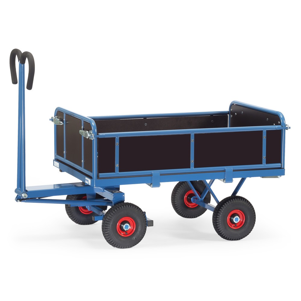 carro con plataforma de mano fetra® con 3 paredes plegables, área de carga 800 x 1.200 mm, capacidad de carga 700 kg, neumáticos de aire