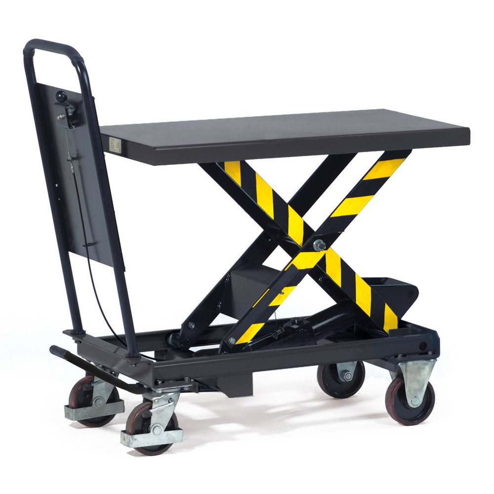 fetra® Carro de mesa elevadora con protección antideslizante, capacidad de carga 500 kg, 1.010 x 520 mm