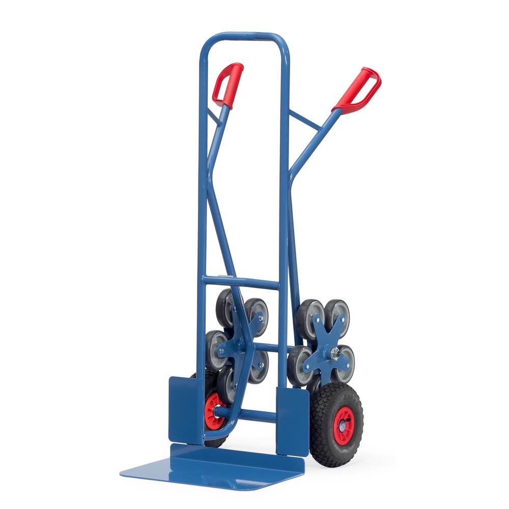 Fetra® Carcarro para escaleras, 5 brazos de rueda estrella, capacidad de carga 200 kg, pala a de 480 An x F 300 mm, acero