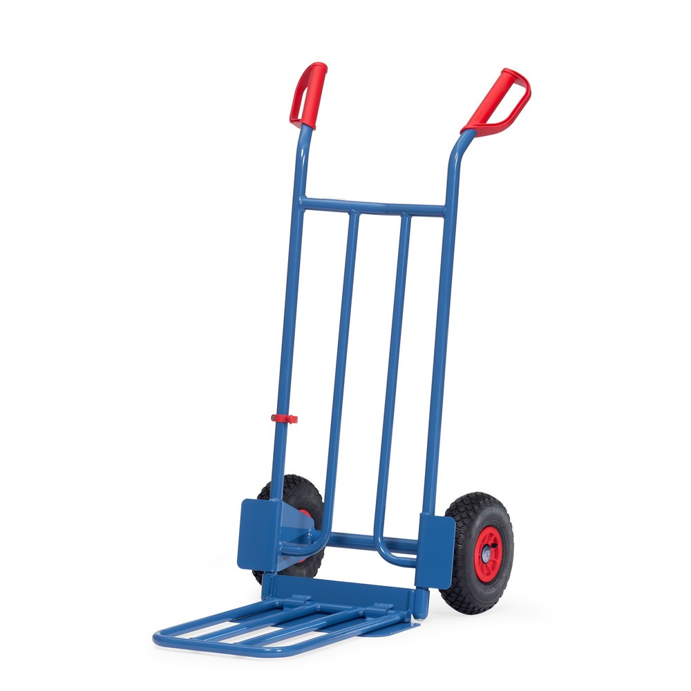 fetra® carro|plataforma para paquetes, con pala plegable, capacidad de carga 250 kg, pala 400 An x F 150 mm, bandajes de aire