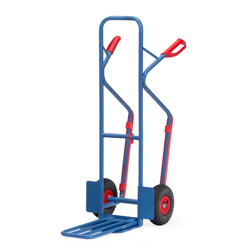 carro|plataforma de paquetería fetra®, con pala plegable+patines deslizantes, capacidad de carga 300 kg, pala An x F 320 x 250 mm, bandajes de aire