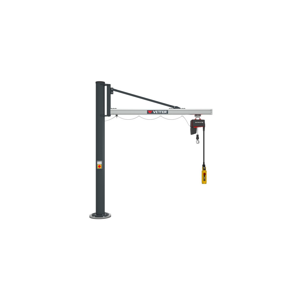 Grúa giratoria VETTER® incl. polipasto de cadena eléctrico LIFTKET, versión de columna, voladizo 2.900 mm, CC 125 kg