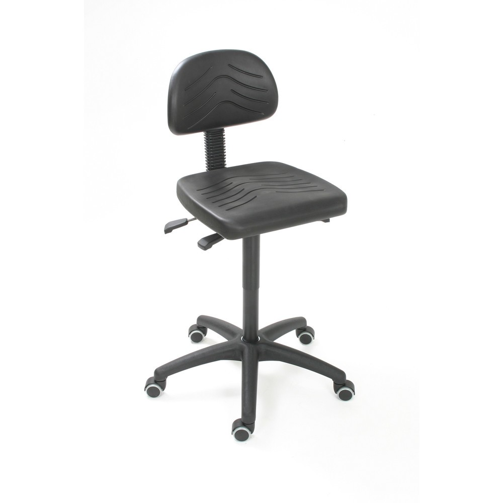 HEMMDAL Silla de trabajo giratoria Easy, de poliuretano, altura de asiento 450-650 mm, base de plástico, ruedas