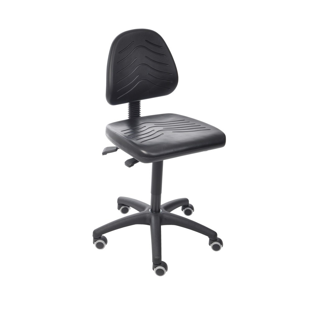 HEMMDAL Silla de trabajo giratoria Komfort, asiento de PU, altura de asiento de 460-650 mm, base de plástico, ruedas