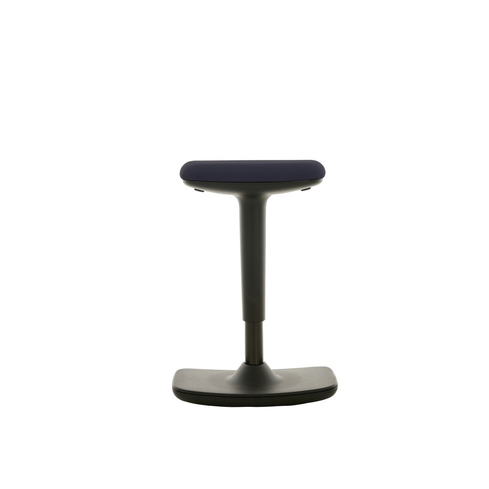 Taburete de pie HEMMDAL, asiento de cuero sintético, altura de asiento de 560-690 mm, base oscilante convexa