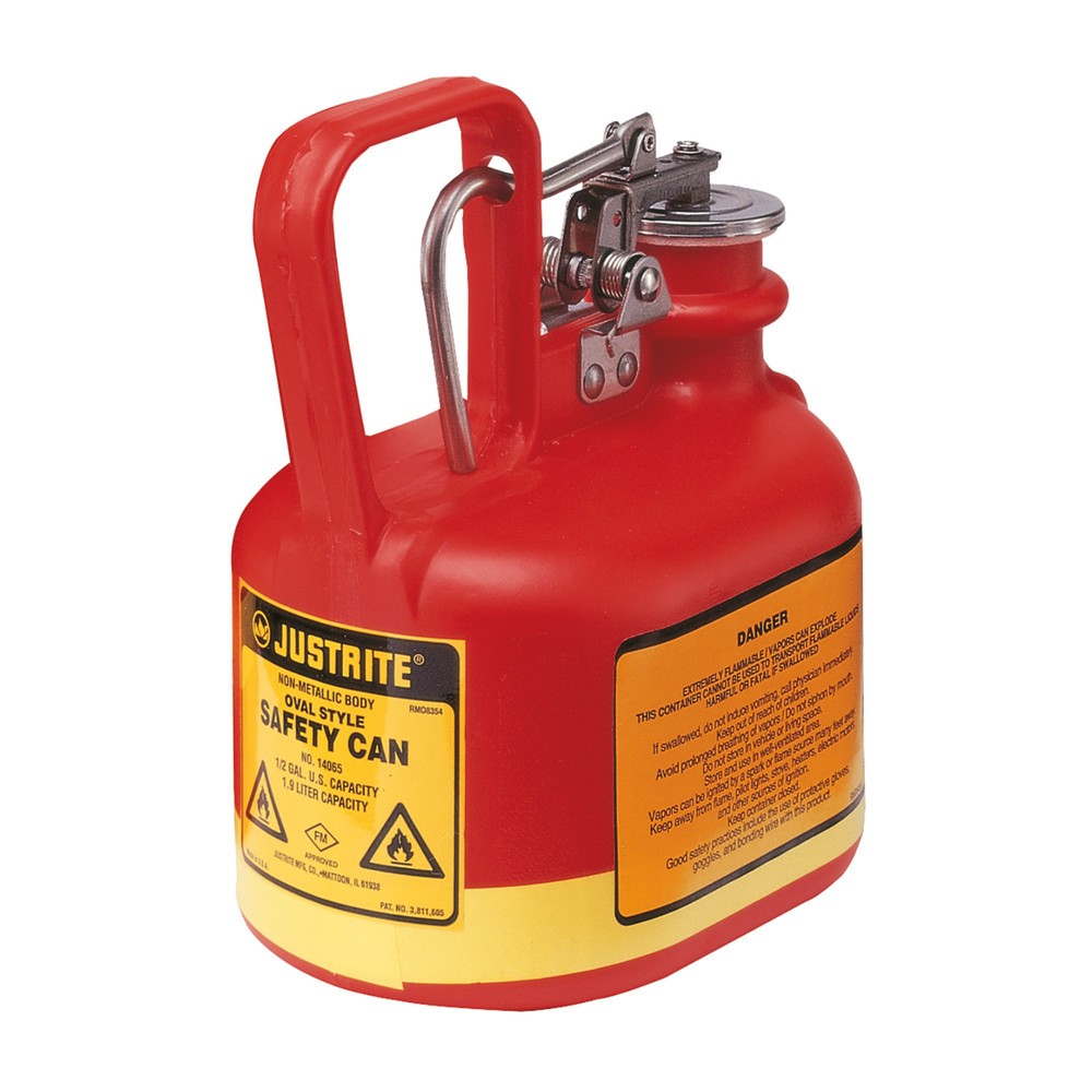 Justrite - Contenedor de seguridad (HDPE, tipo I, 2 L), color rojo