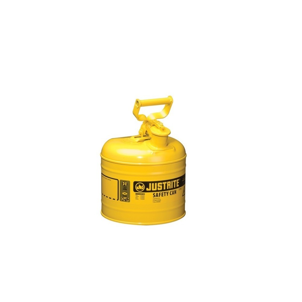 Justrite - Contenedor de seguridad tipo I con asa oscilante (7,5 L), color amarillo