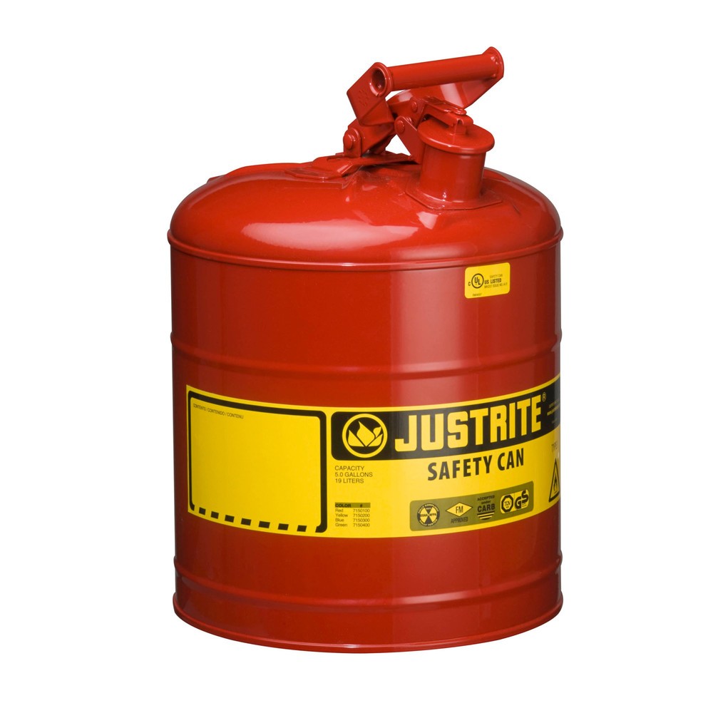 Justrite - Contenedor de seguridad tipo I con asa giratoria (19 litros), color rojo