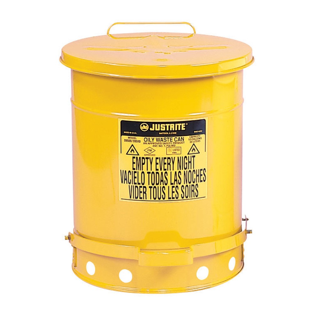 Justrite - Pedal para banco de trabajo (80 L), color amarillo