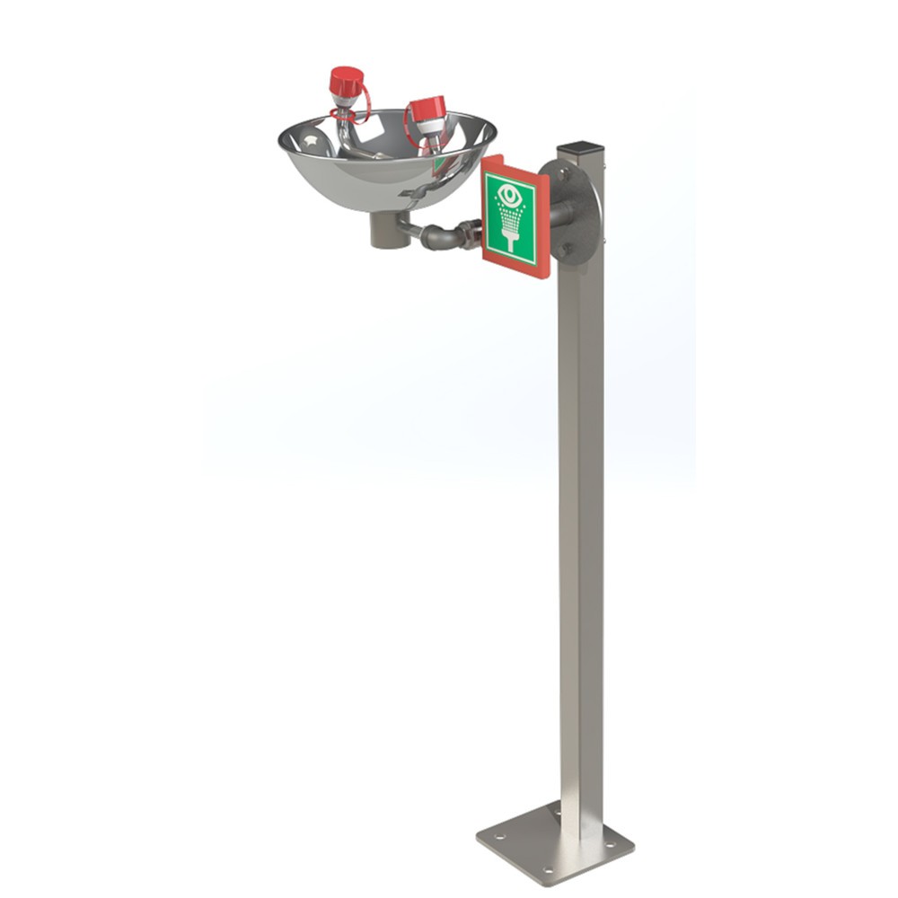 Lavaojos/lavacara Justrite® 85GPD Hughes, modelo de suelo, aplicación en interiores