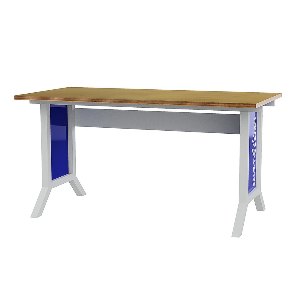 Mesa básica para sistema de puestos de trabajo Bedrunka+Hirth, ajuste de altura con sujeción, azul genciana