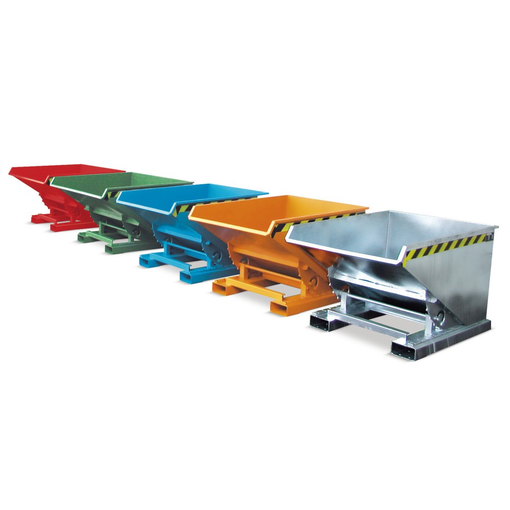 Recipiente de vuelco Bauer® con mecanismo rodante, galvanizado, CC 1.500 kg, volumen 2,1 m³