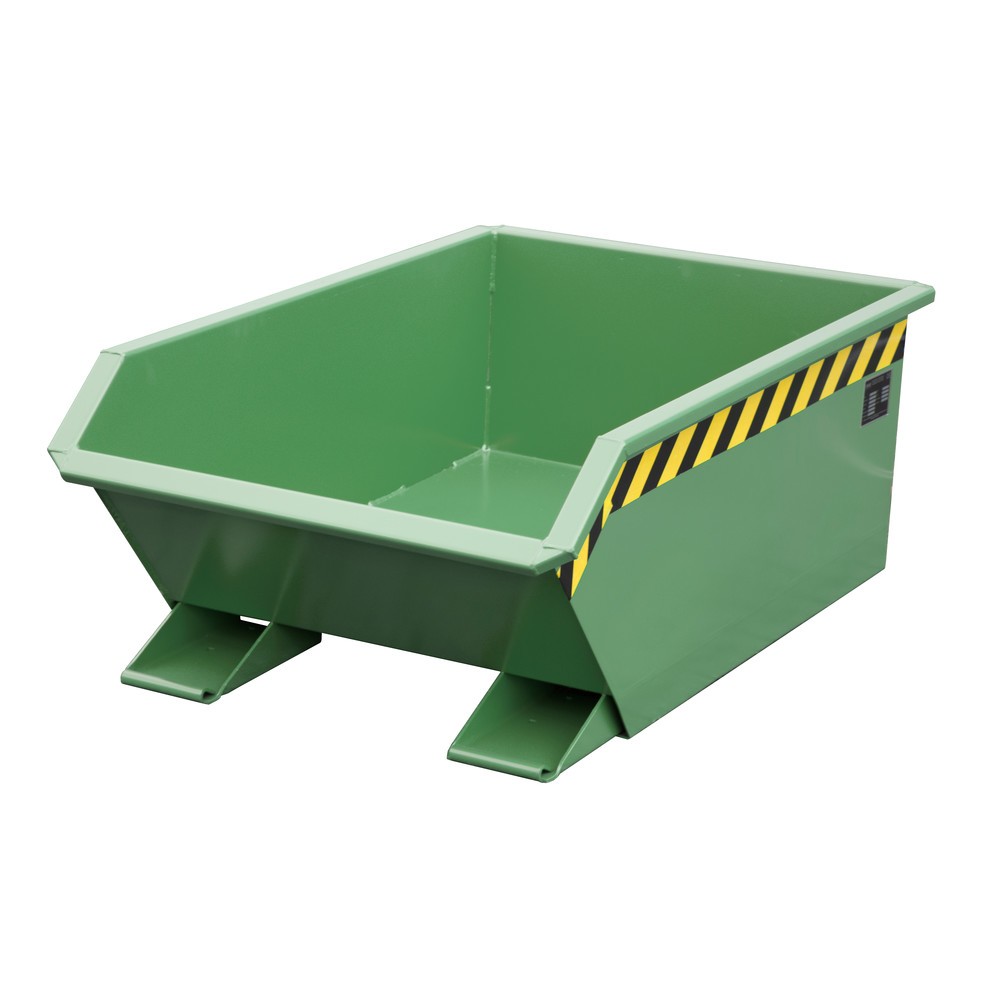 Bauer® Mini tanque de volcado, altura de construcción extremadamente baja, pintado, volumen 0.27 m³, RAL 6011 verde reseda