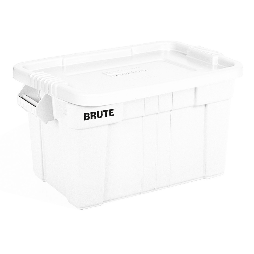 Caja de almacenamiento Rubbermaid® Brute, polietileno, con tapa de cierre a presión, 75,5 litros, blanca